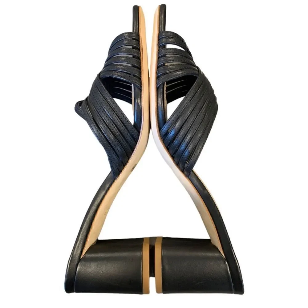 Via Spiga Rafaela Black Leather Mule Sandals